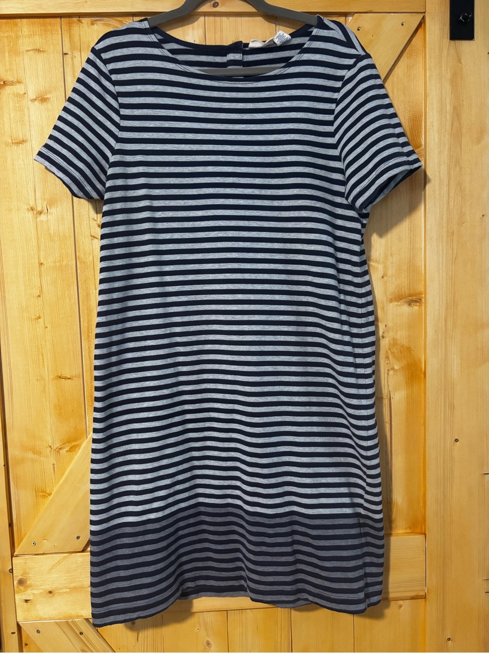 British Khaki Navy & Gray Striped T-Shirt Dress - Size L‎
